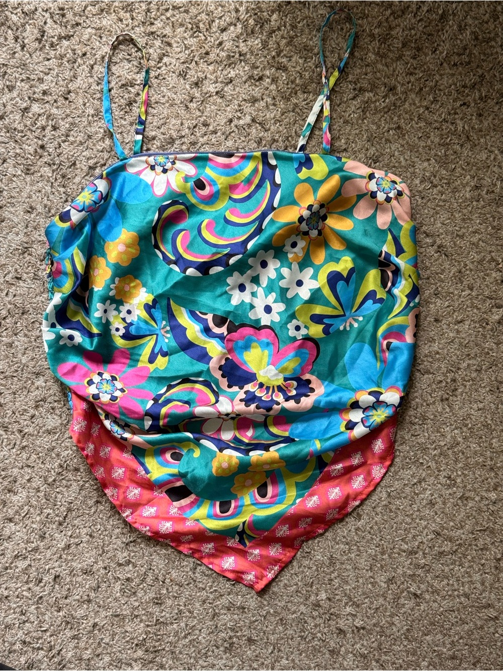 Live 4 Truth Girls' Turquoise Blue Multicolor Floral One-Piece Swim Top